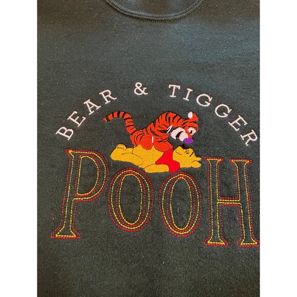 Vintage Disney Pooh & Tigger Green Sweatshirt XL fruit of the loom tag crewneck - Picture 3 of 11